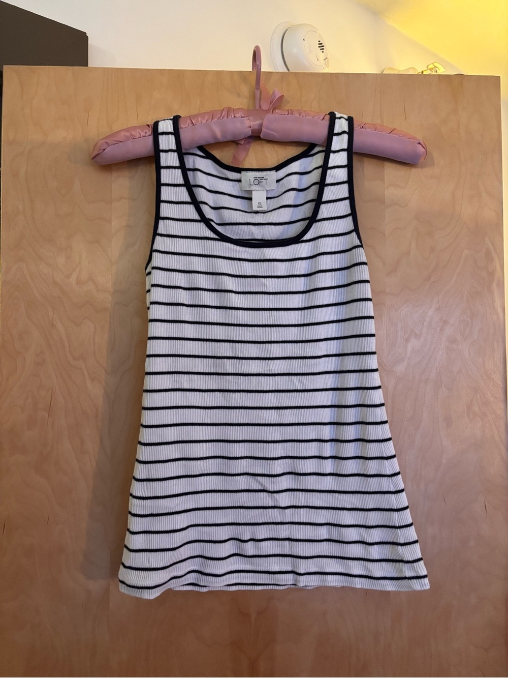 LOFT Black & White Striped Ribbed Tank